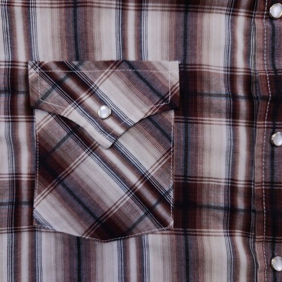 Ely Cattleman Pearl Snap Shirt Women's Large Red Plaid Long Sleeve Button Up - Picture 8 of 12